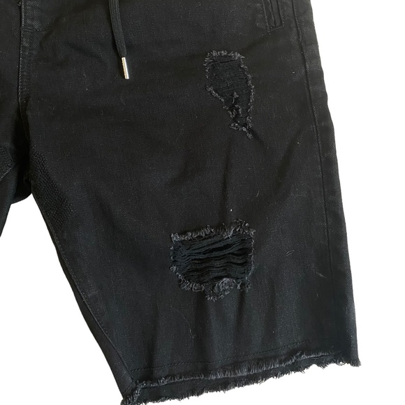 STAMPD Black denim distressed jeans ripped size XL pull on elastic waist - Picture 2 of 10